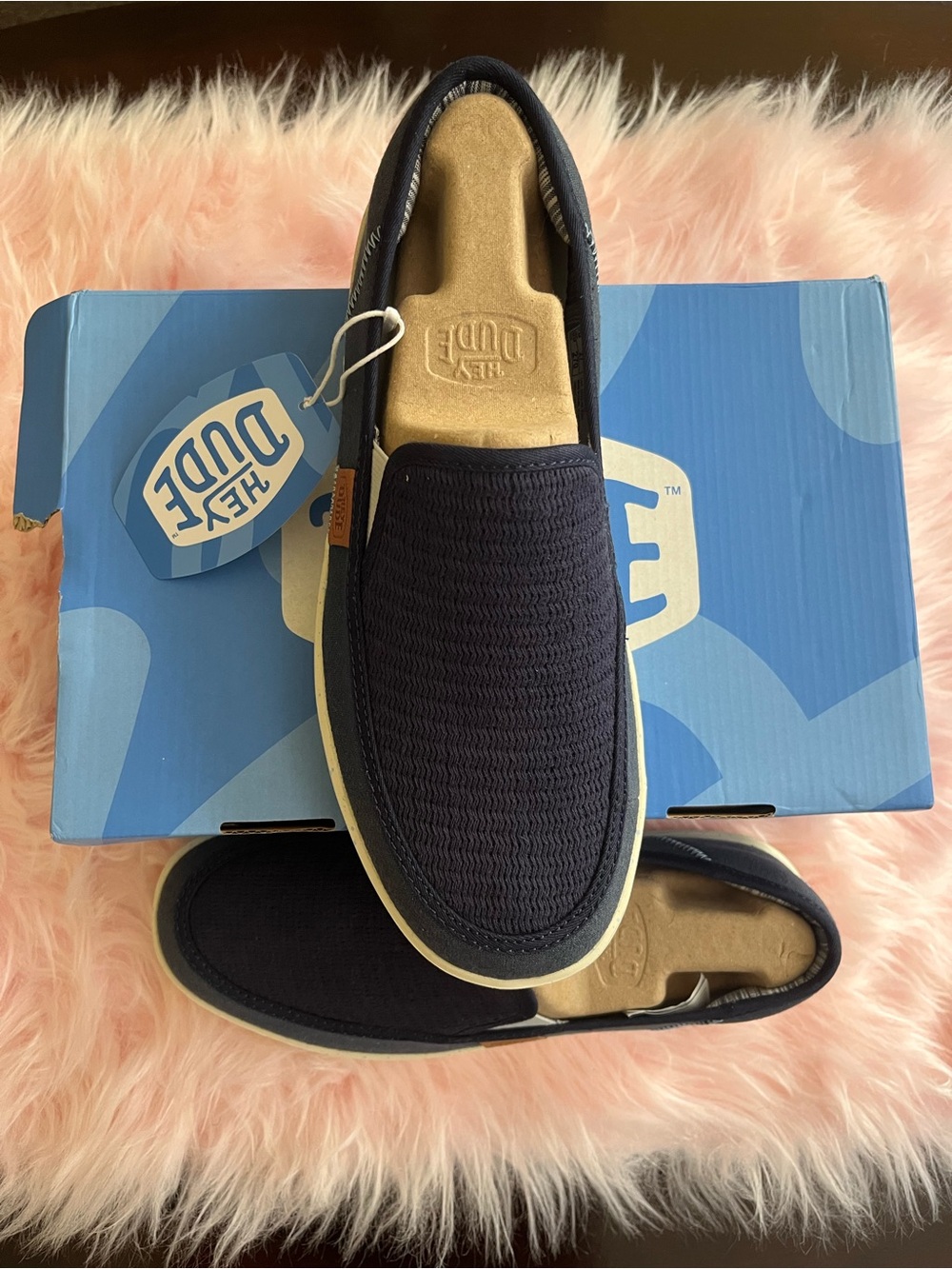 Hey Dude Navy Blue Woven Slip-On Loafers